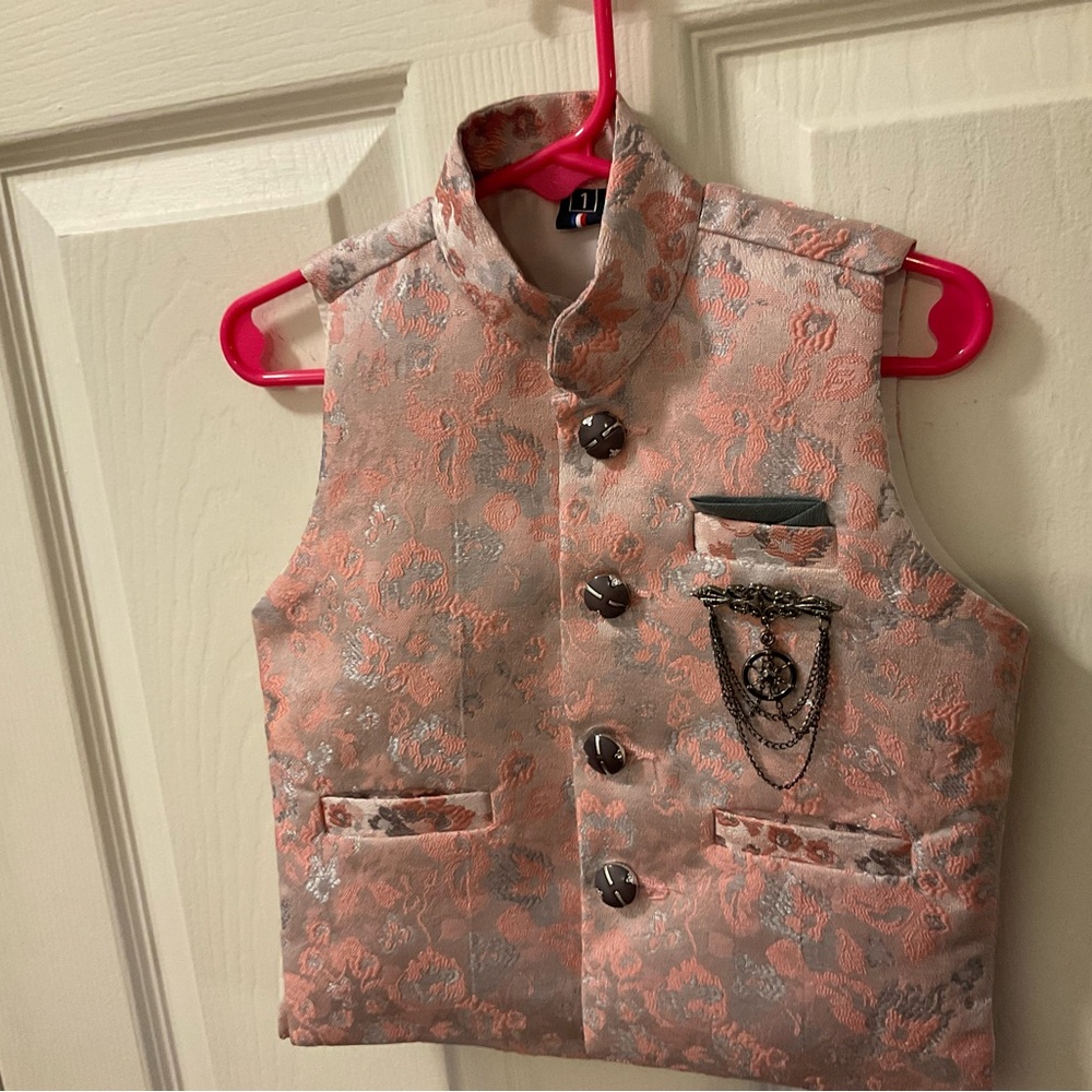 Kids Floral Vest - Pink and Gray